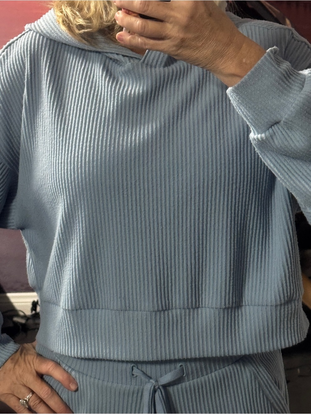 ALO Yoga Celestial Blue Ribbed Sweat Set - Picture 7 of 14